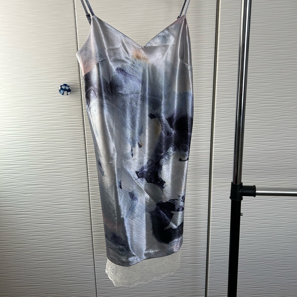 Abstract Pattern Satin Dress